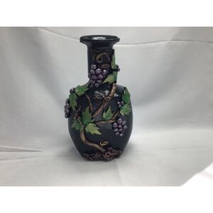 Bottle Art Decorated Decanter Clay Grapevine Vineyard Wine Theme Hand Painted